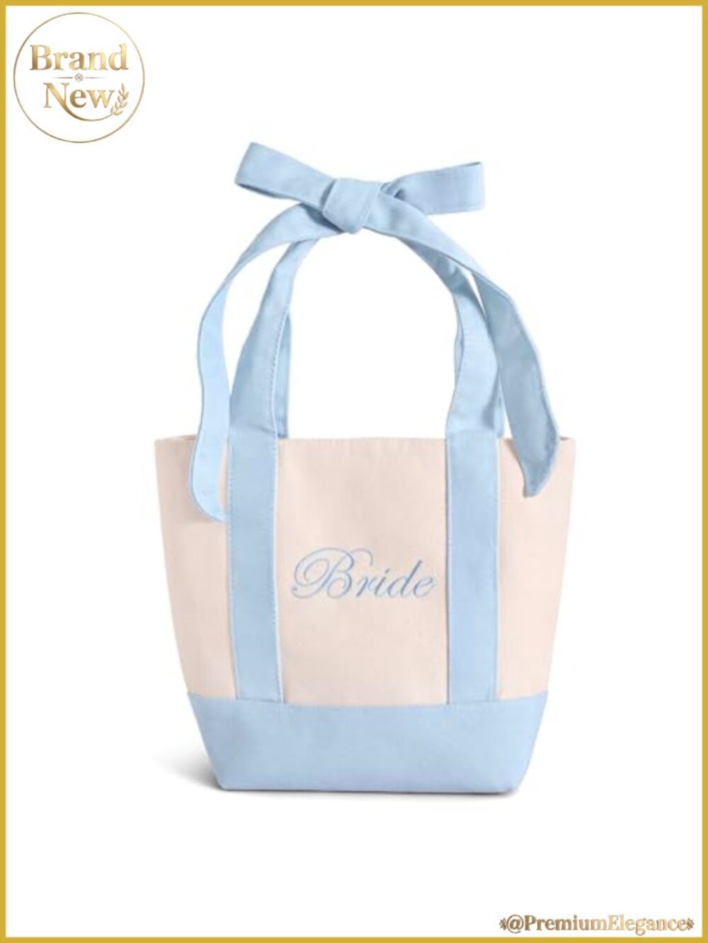 Embroidered Bride Tote Bag with Removable Bow, Canvas Mini Tote for Wedding